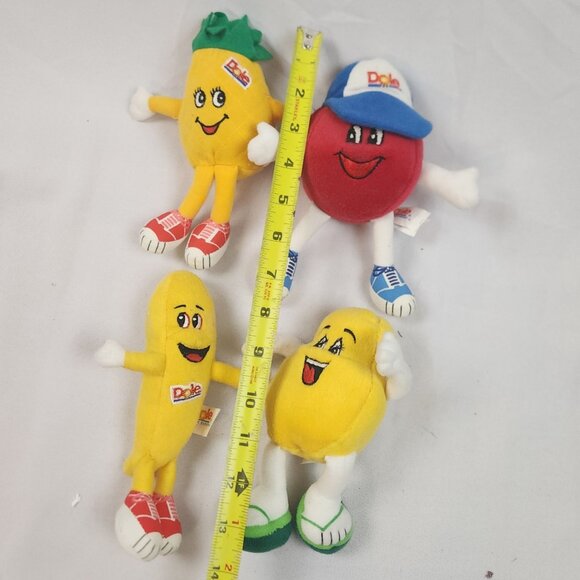 1999 Set Of 4 Dole Fruit Plush Characters Pineapple Cranberry Banana & Papaya 7" - Picture 2 of 16